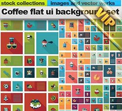 咖啡图标合集：Coffee flat ui background set